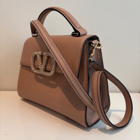 Valentino VSLING Small Rhinestone Leather Top-Handle Bag - Picture 2 of 6